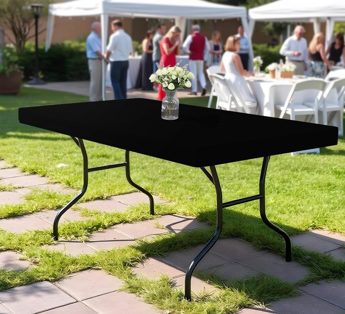 6 Ft Rectangle Table-Top Cover - Black