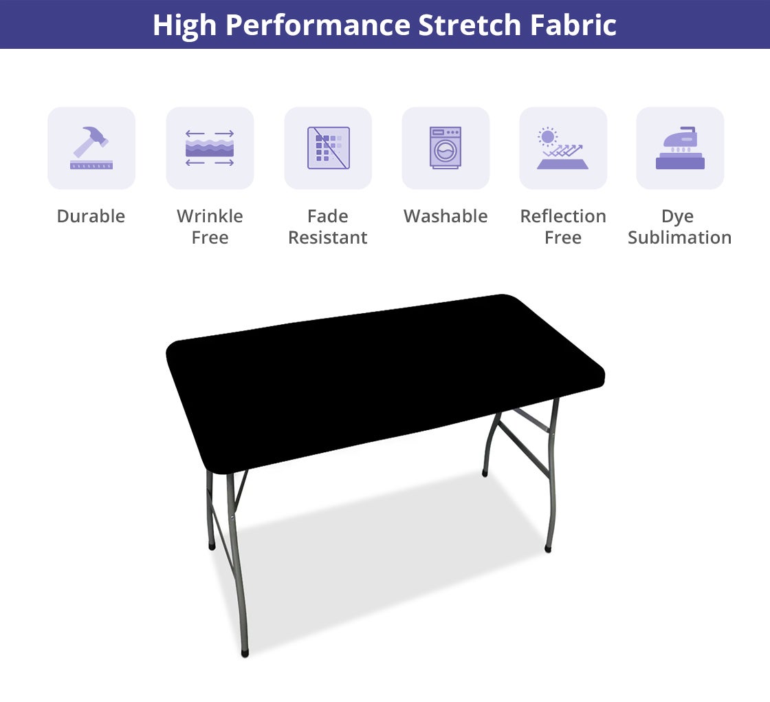 6 Ft Rectangle Table-Top Cover - Black