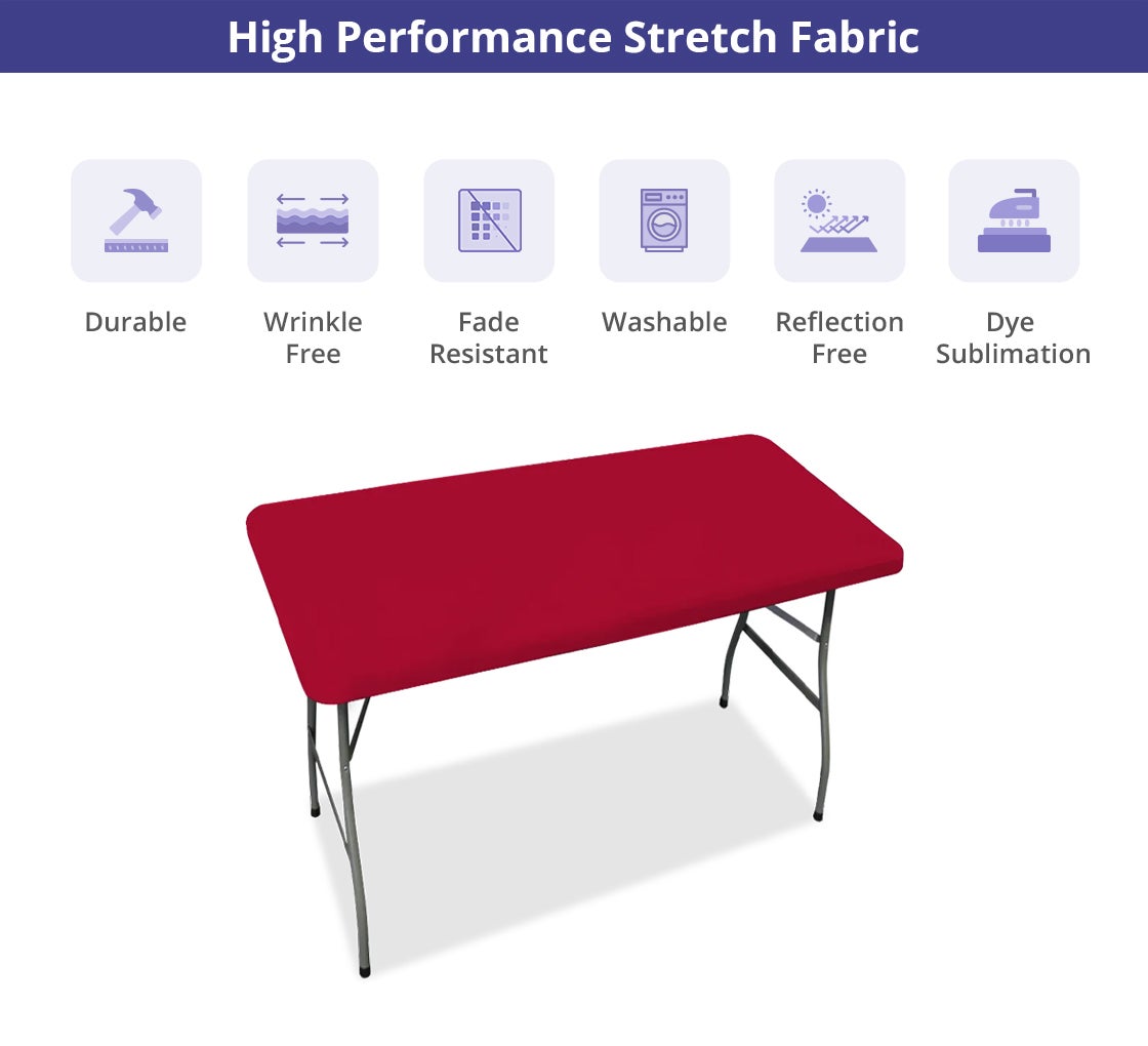 6 Ft Rectangle Table-Top Cover - Red