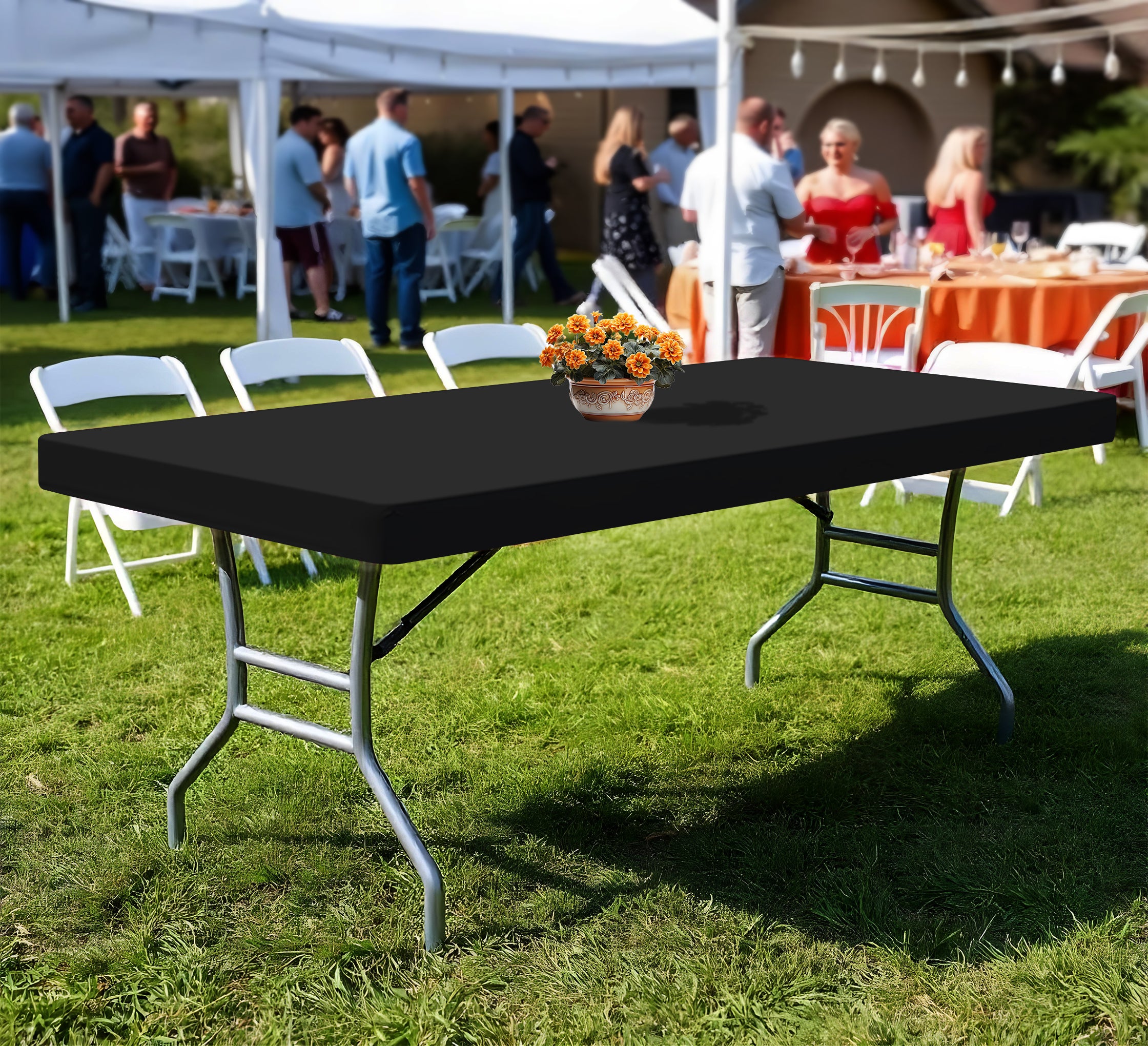 8 Ft Rectangle Table-Top Cover - Black