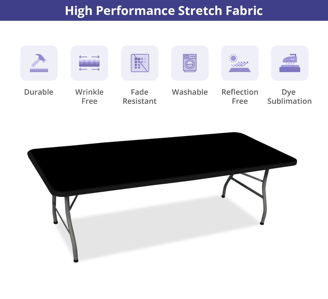 8 Ft Rectangle Table-Top Cover - Black