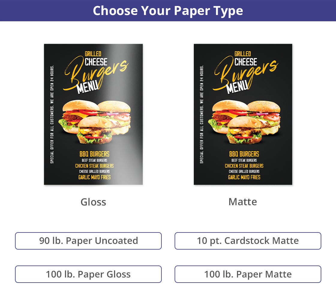 Folded Dine-in Menus