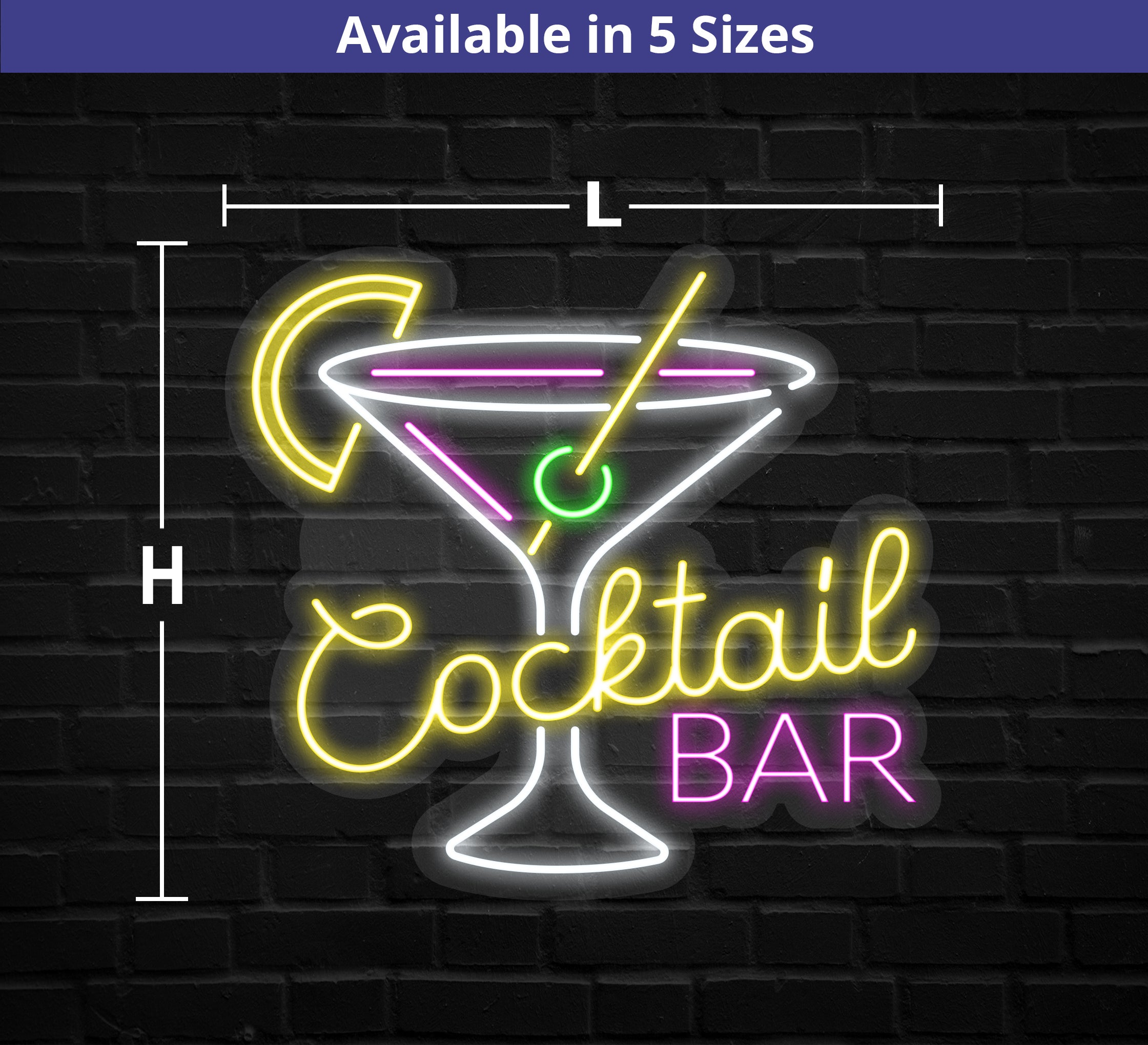 Cocktail Bar Glass Neon Sign