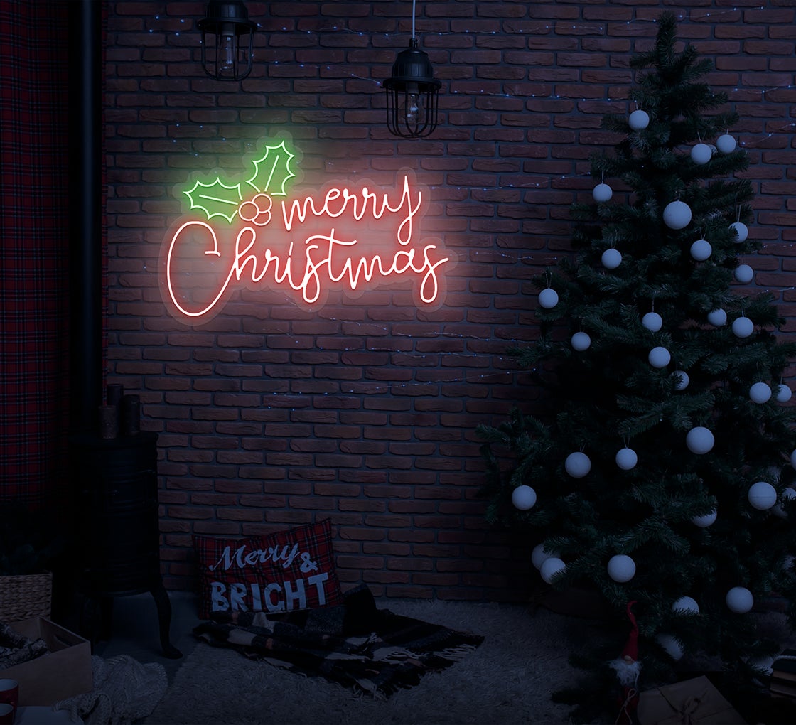 Holly Merry Christmas Neon Sign