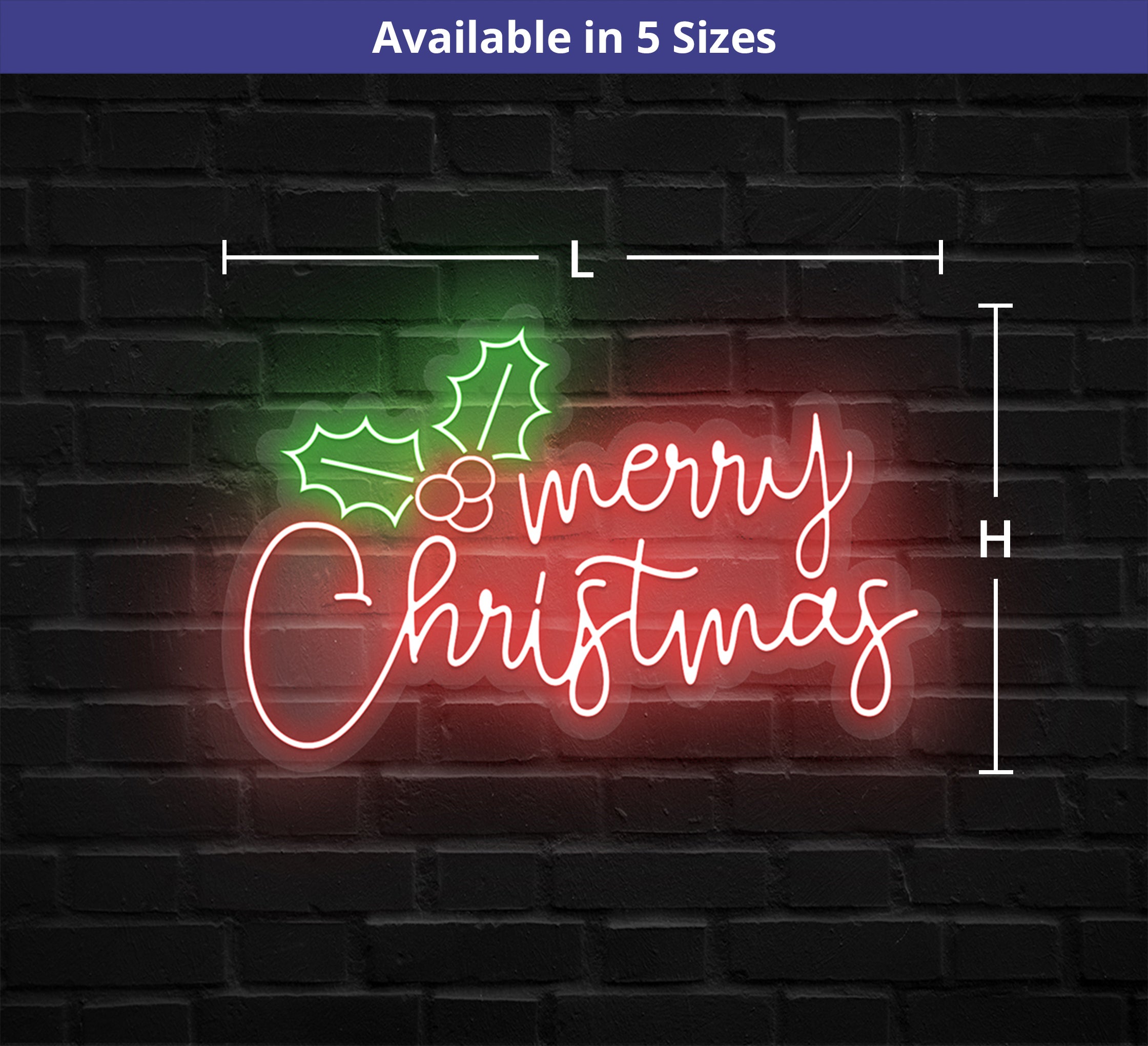 Holly Merry Christmas Neon Sign