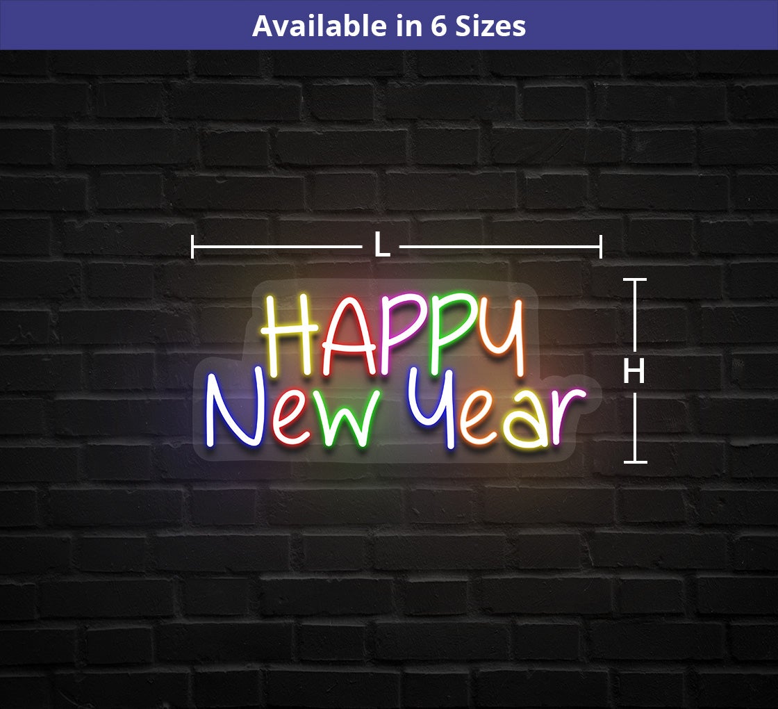 Happy New Year Colourful Neon Sign
