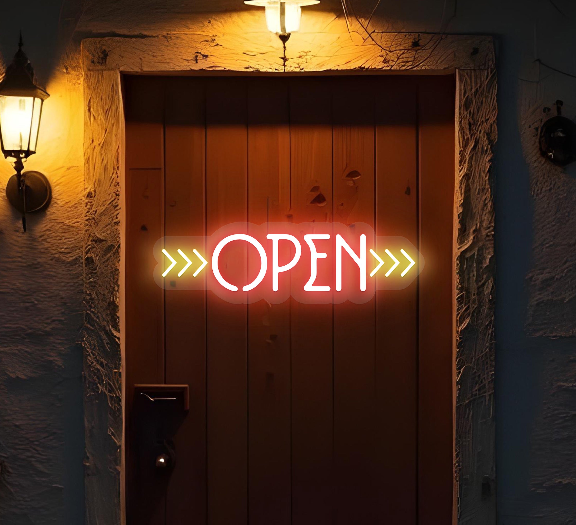 Open Neon Light with Arrow Neon Sign