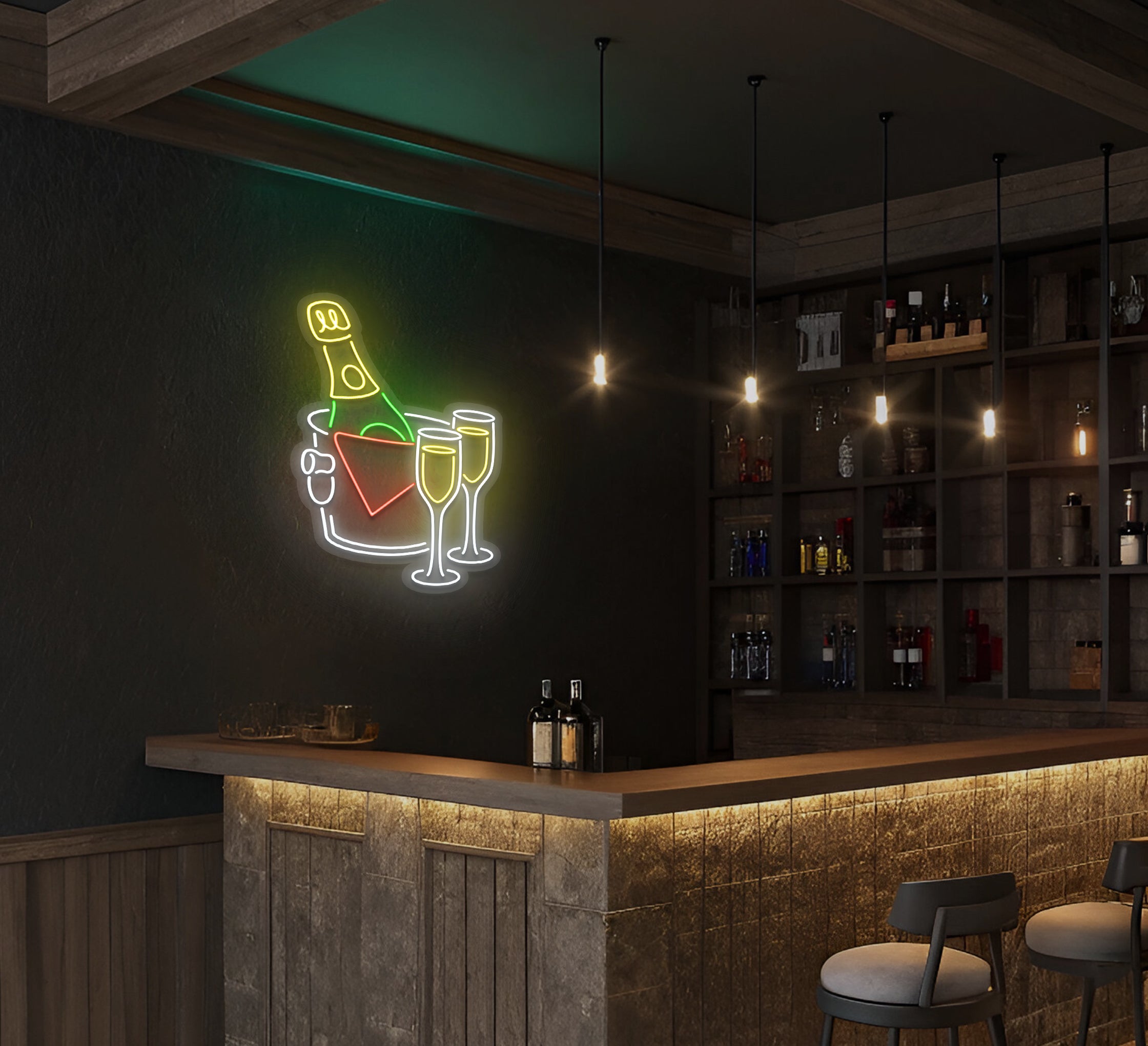 Wine In Ice Bucket Neon Sign