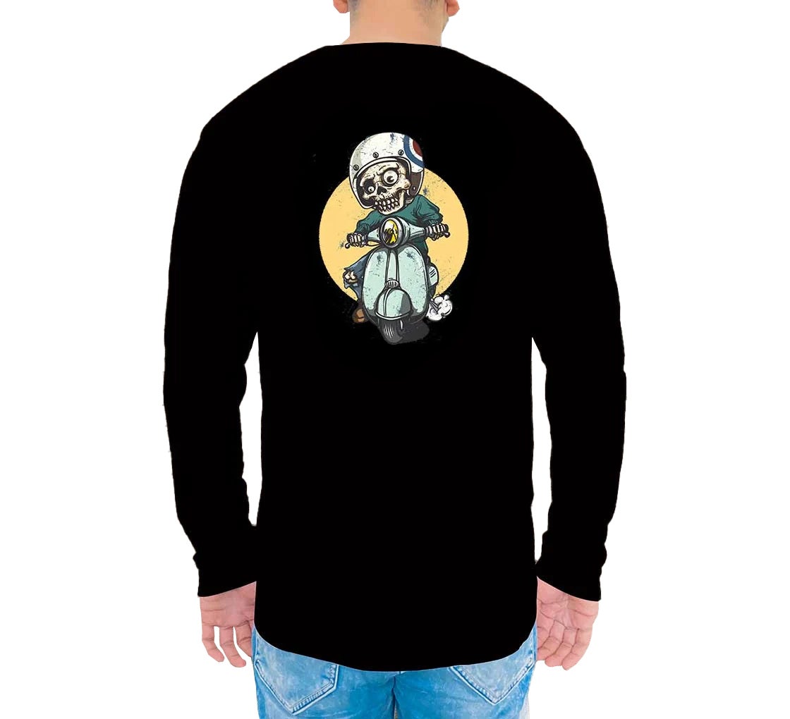 Men's Black Printed Long Sleeves T-Shirt - Crew Neck