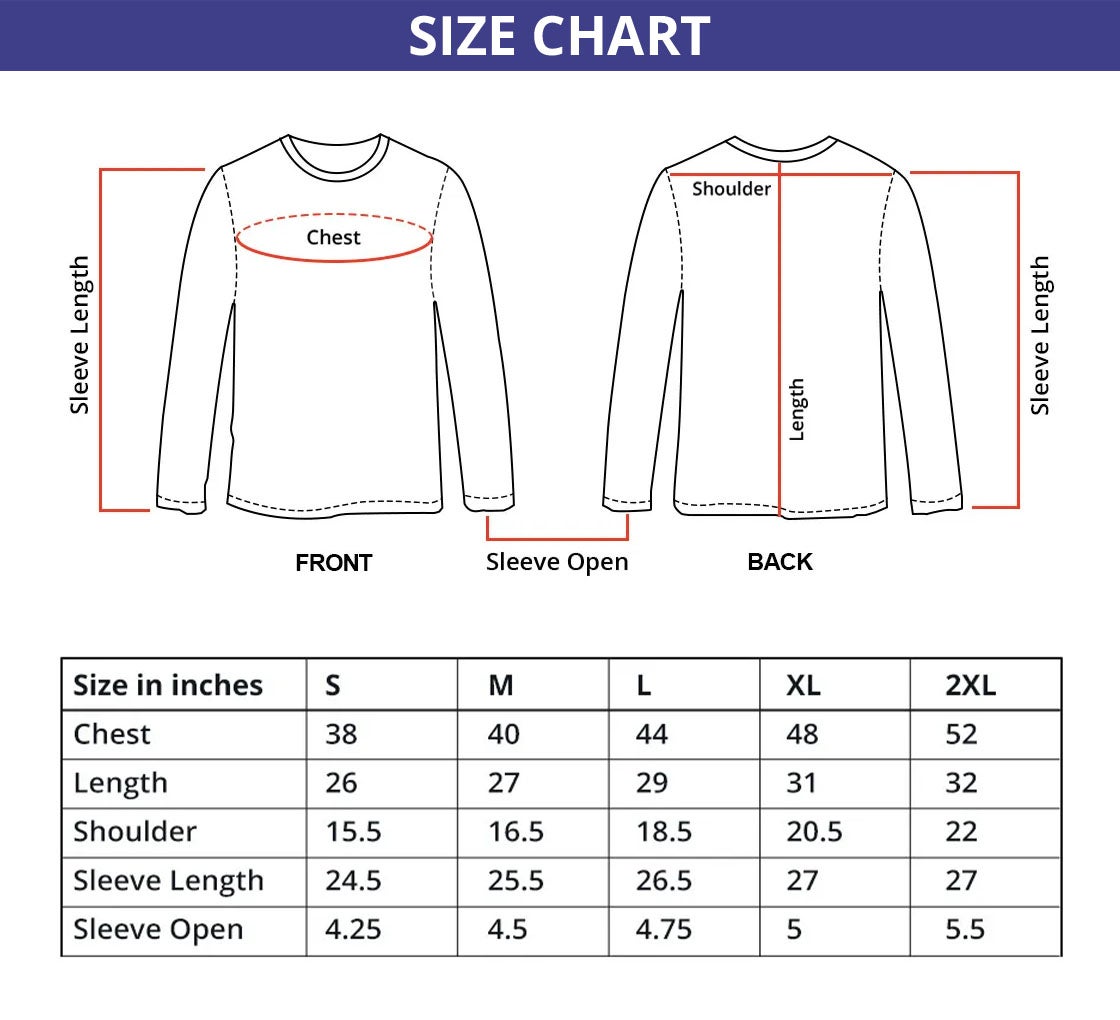 Men's Black Printed Long Sleeves T-Shirt - Crew Neck