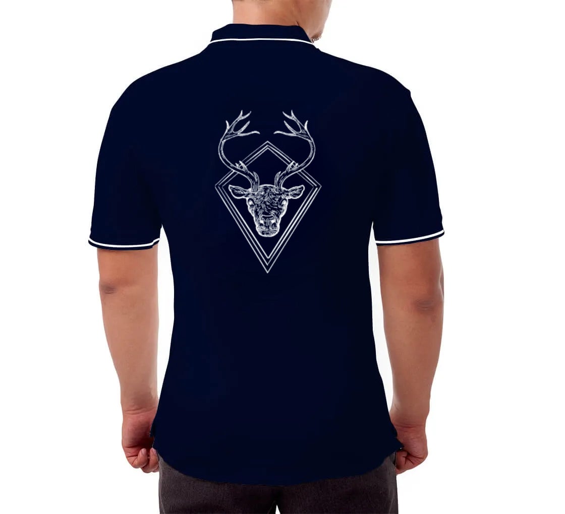 Men's Blue Polo Shirt - Printed