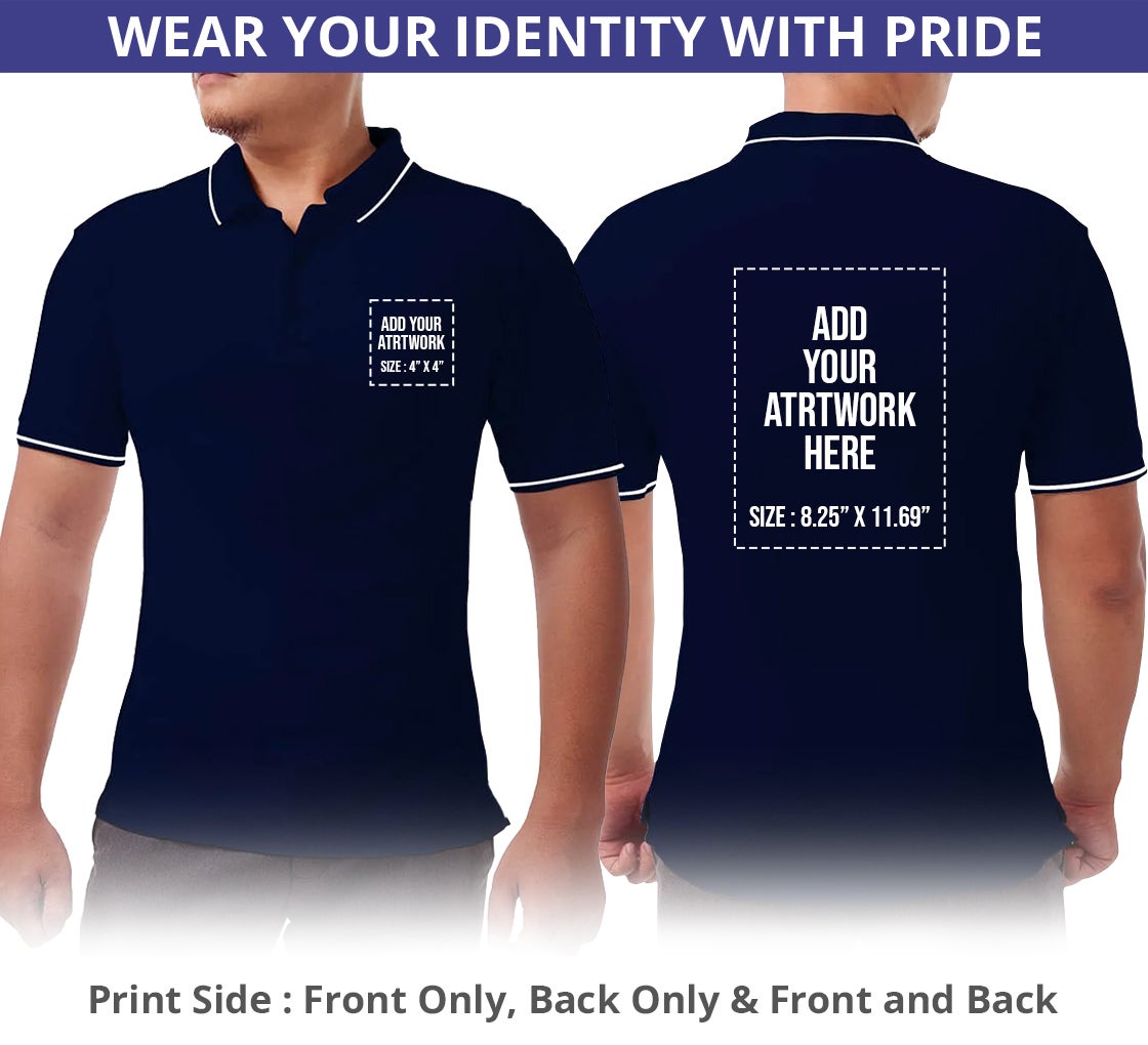 Men's Blue Polo Shirt - Printed