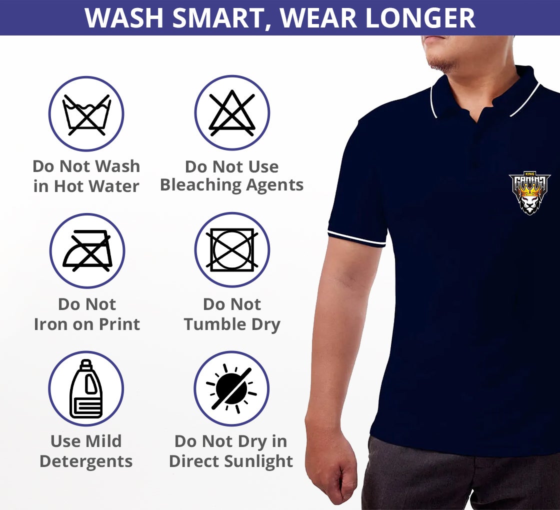 Men's Blue Polo Shirt - Printed