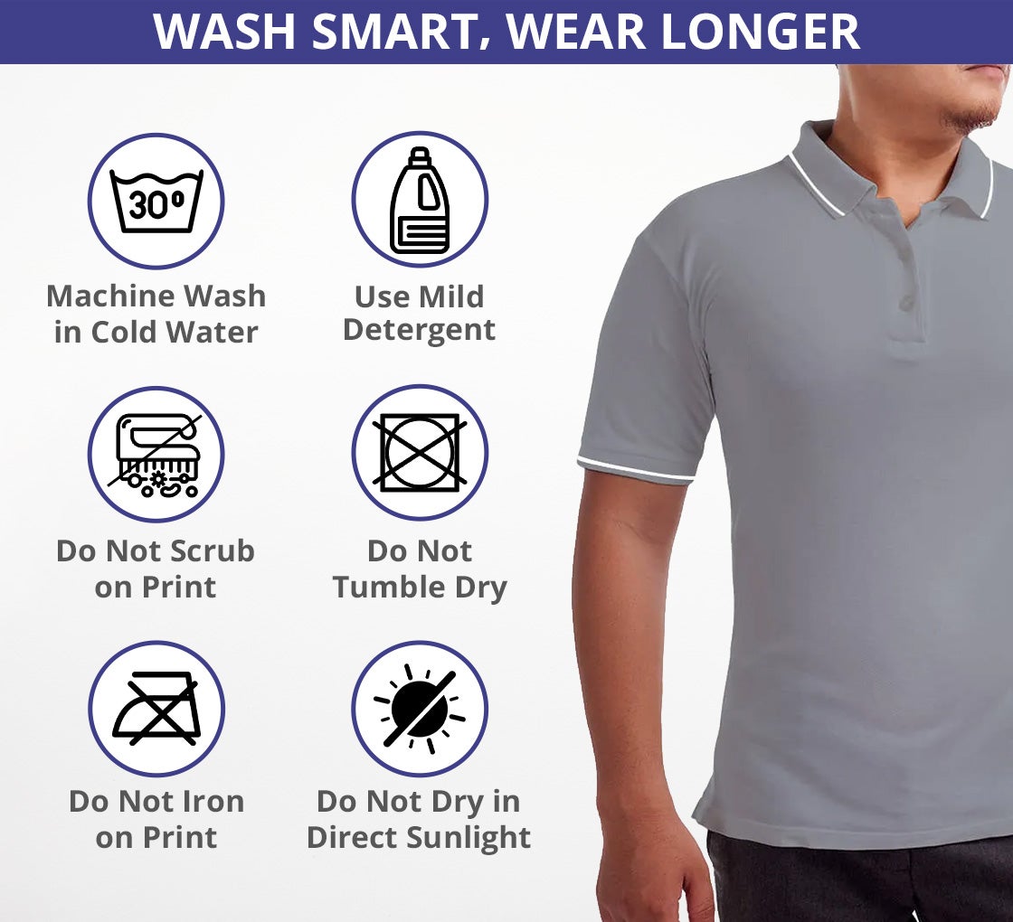 Men's Grey Polo Shirt - Embroidered
