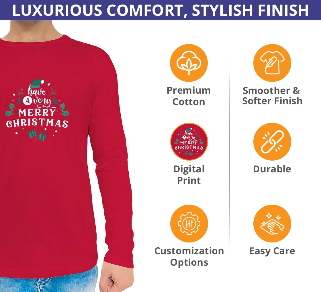 Men‘s Printed Long Sleeves T-Shirt - Crew Neck