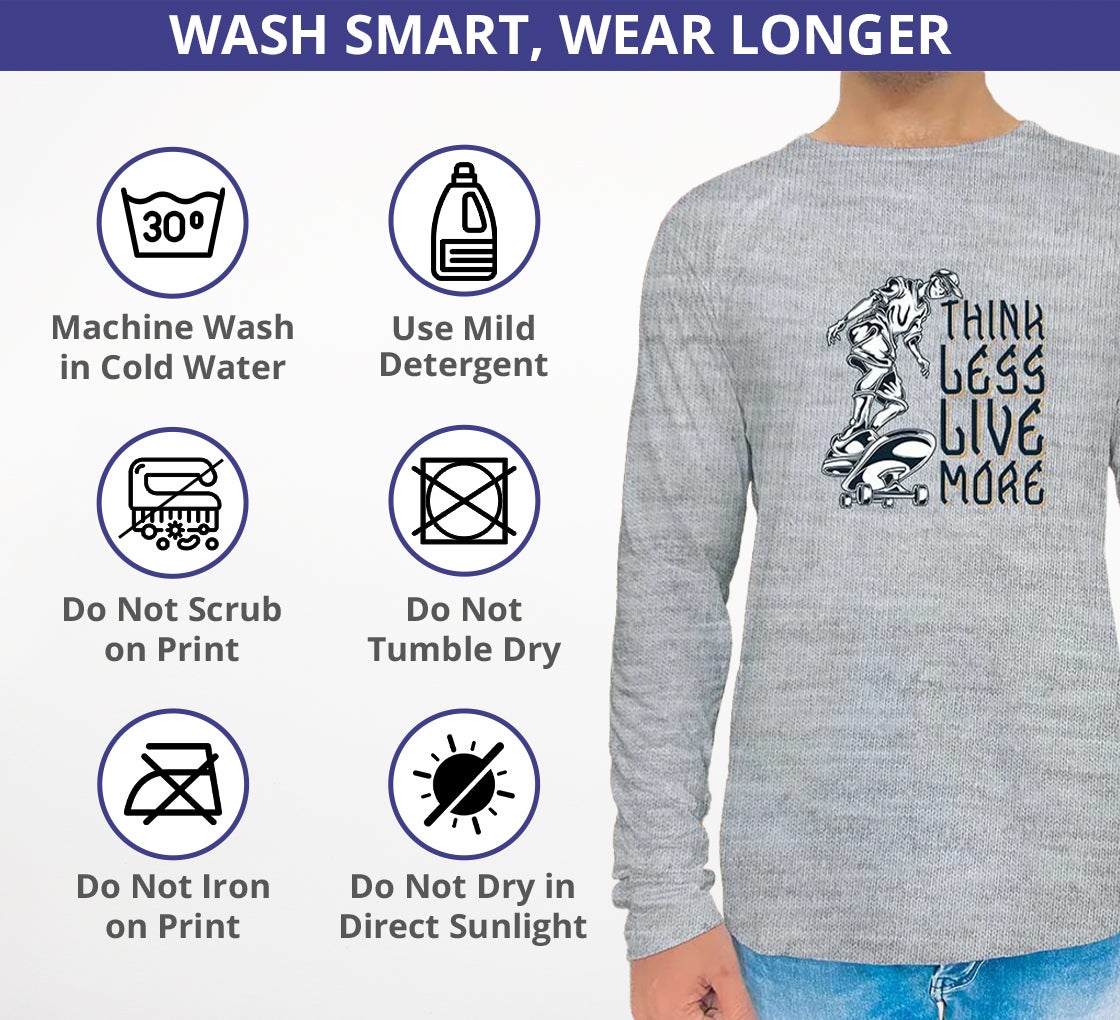 Men‘s Printed Long Sleeves T-Shirt - Crew Neck