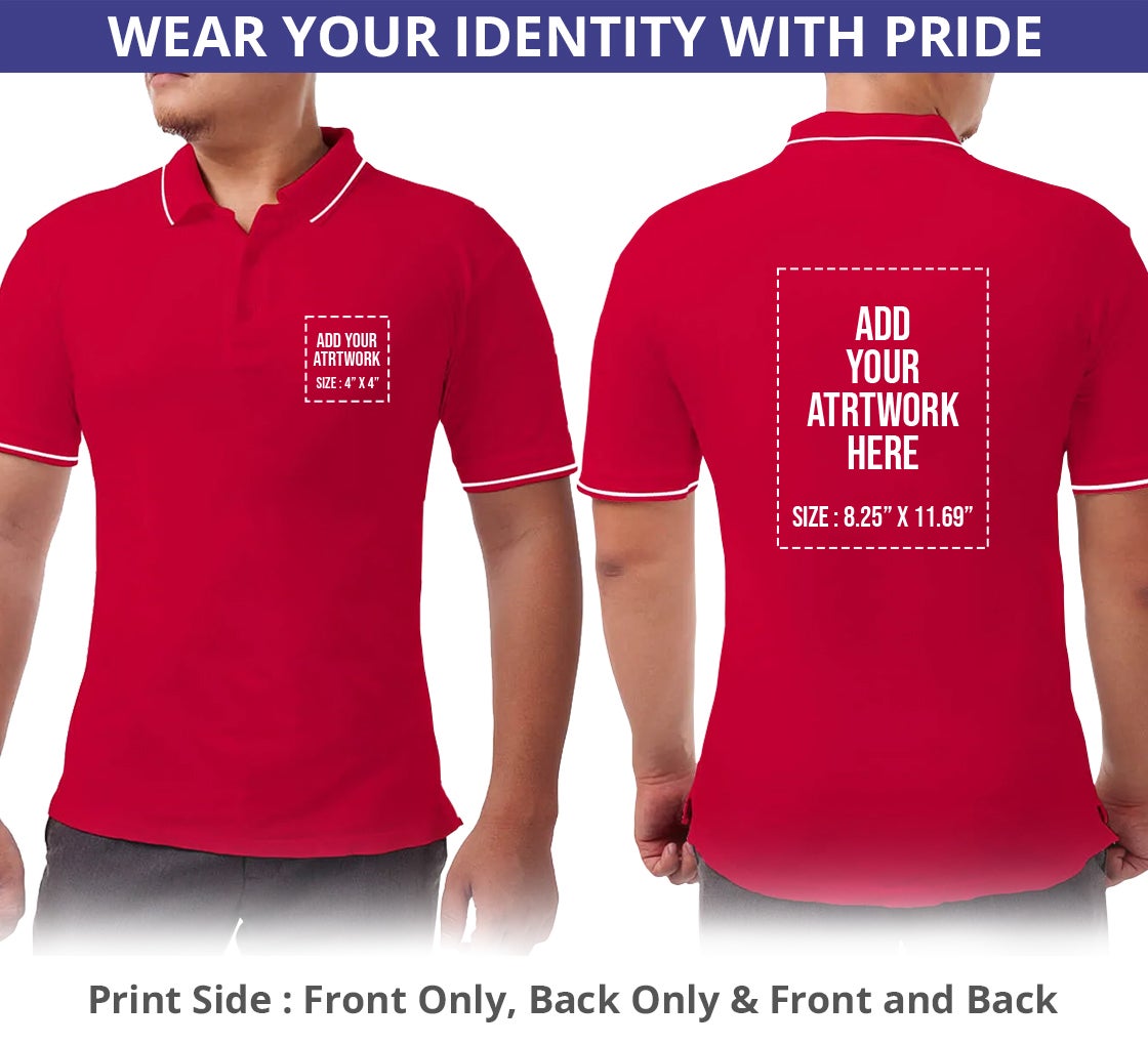 Men's Red Polo Shirt - Printed
