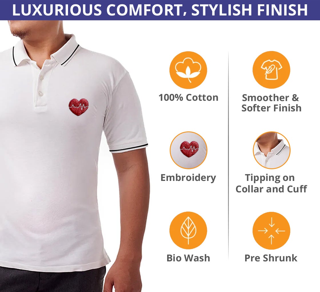 Men's White Polo Shirt - Embroidered