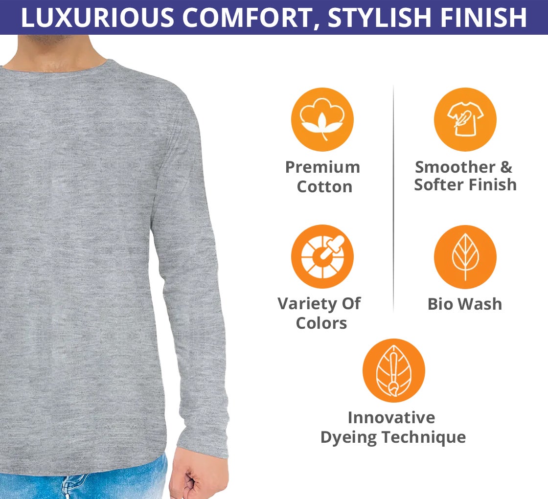 Men's Long Sleeves T-Shirt - Crew Neck