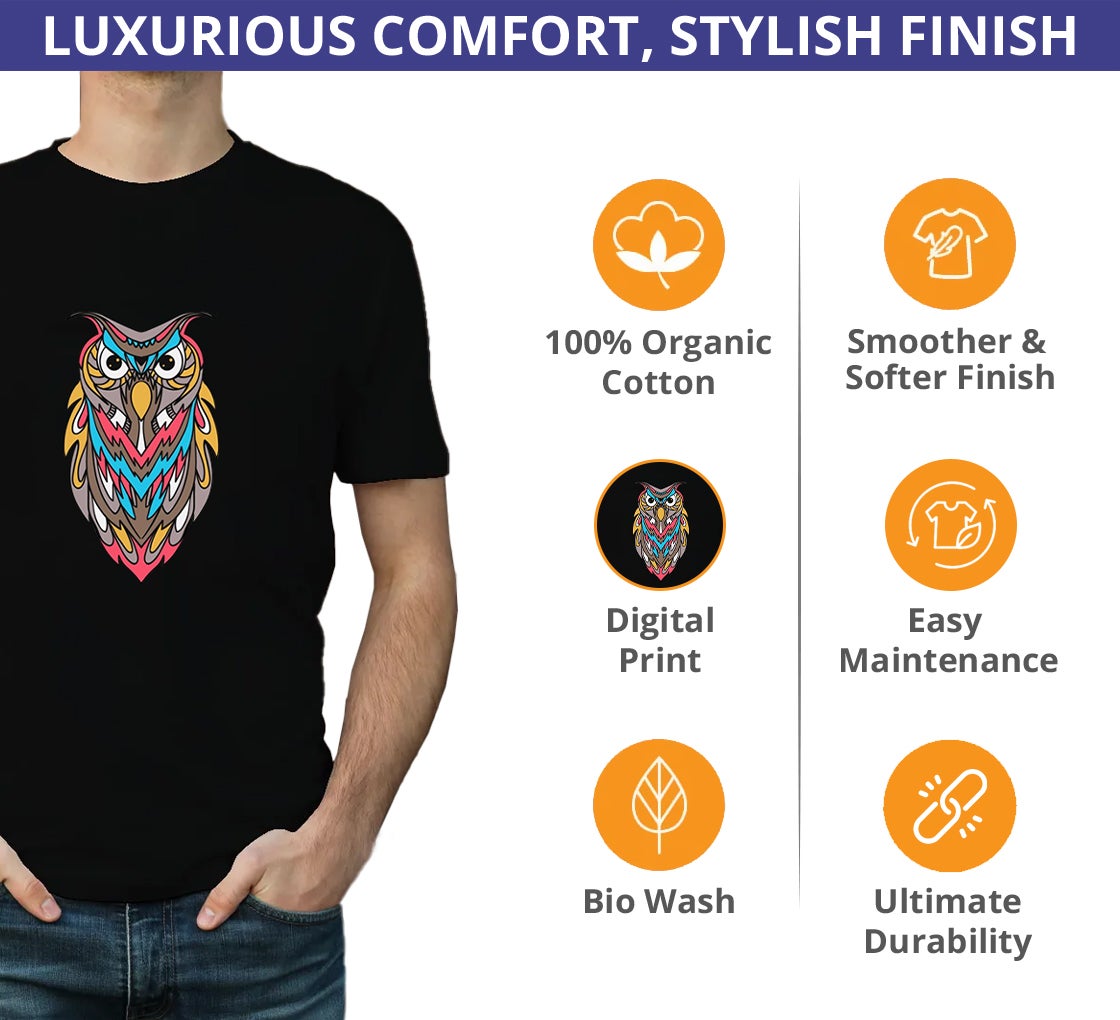Men's Printed Organic T shirt - Crew Neck 