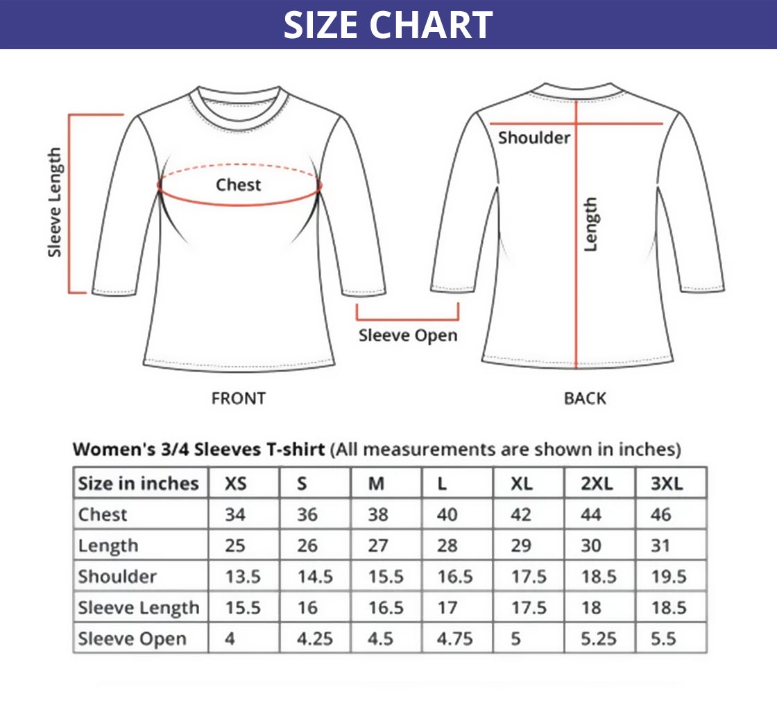 Women's Printed T-Shirt - 3/4 Sleeves