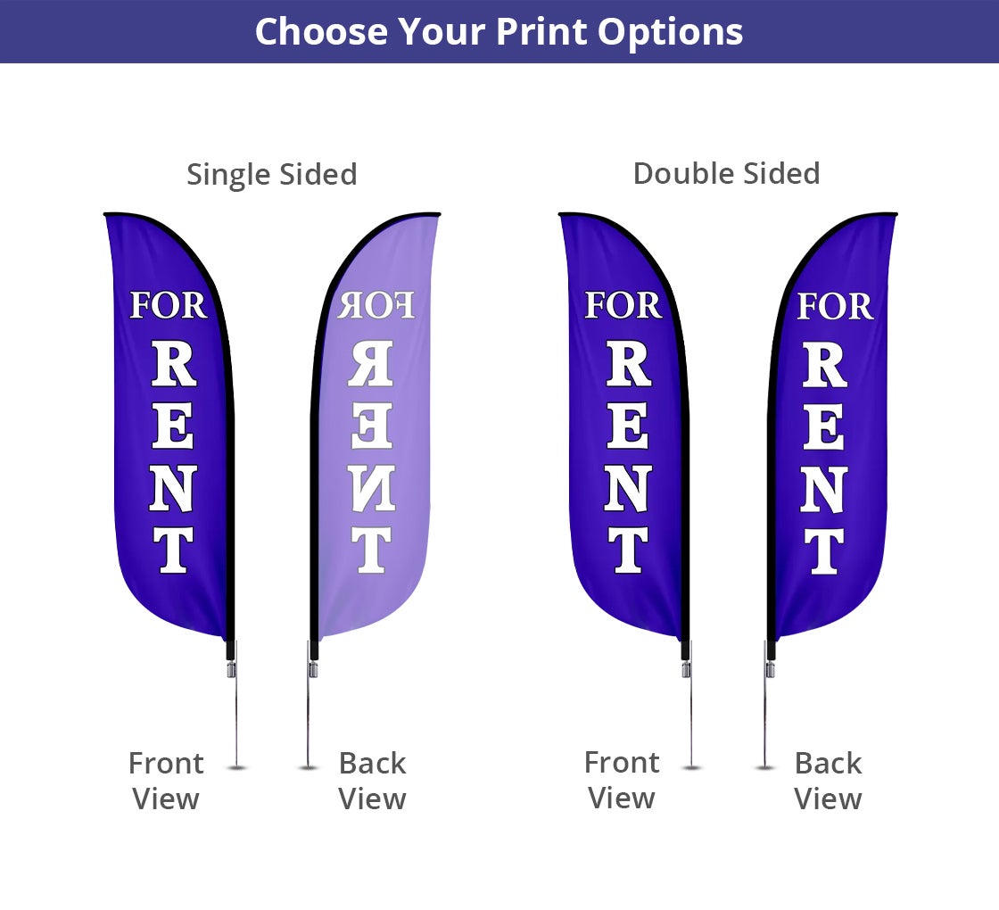 Pre-Printed For Rent Feather Flag