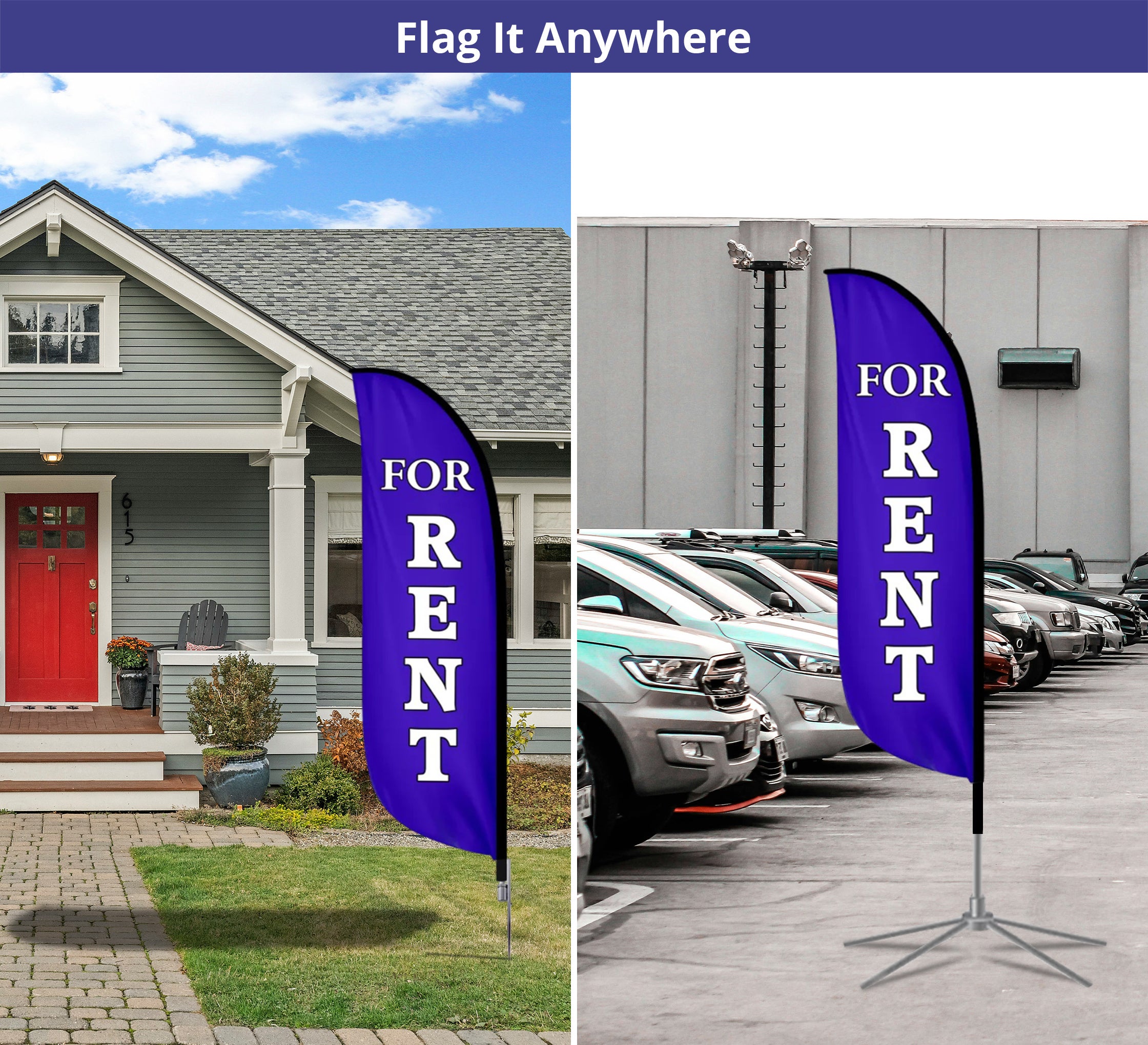 Pre-Printed For Rent Feather Flag