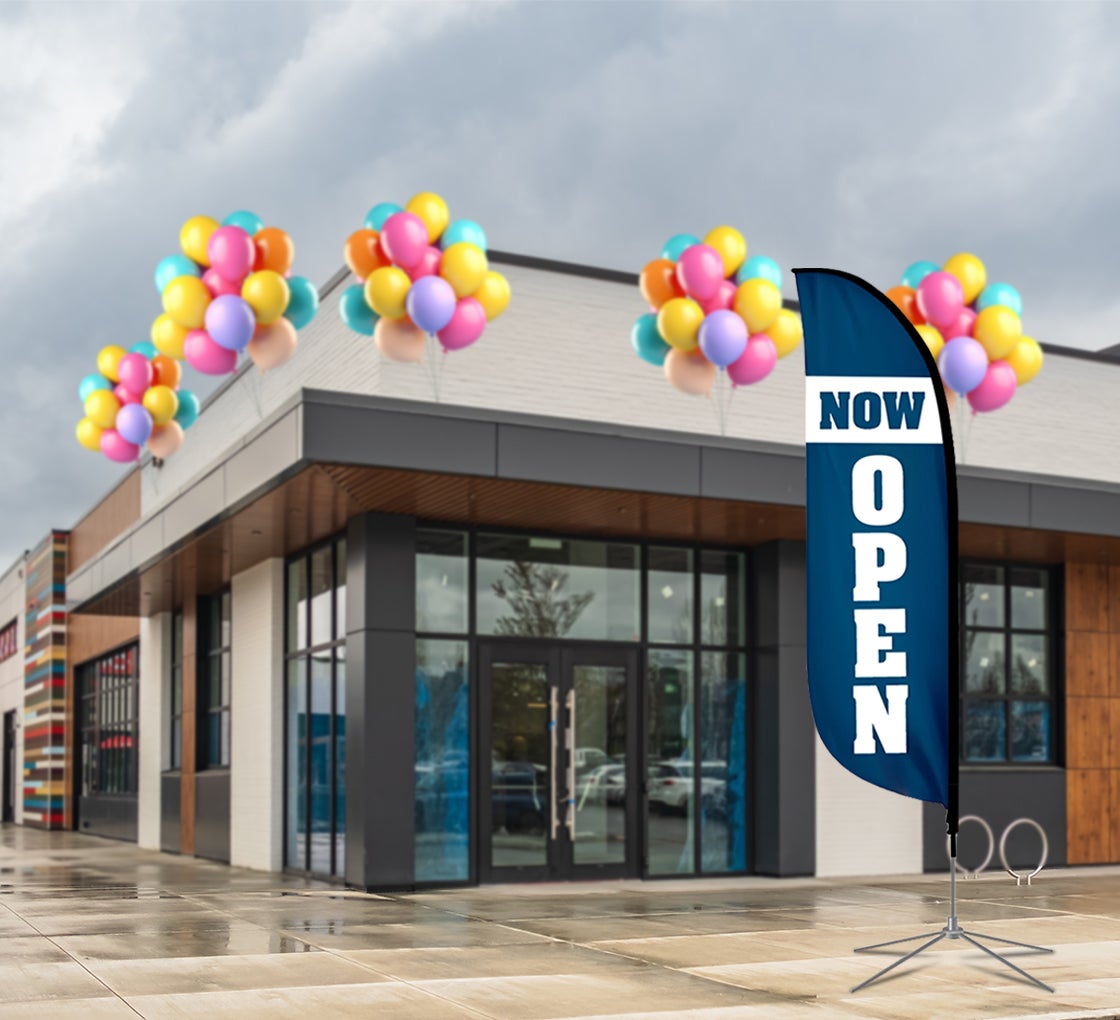 Pre-Printed Now Open Feather Flag