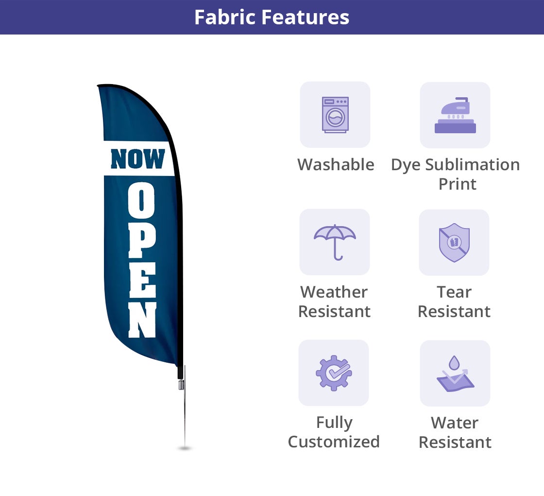 Pre-Printed Now Open Feather Flag