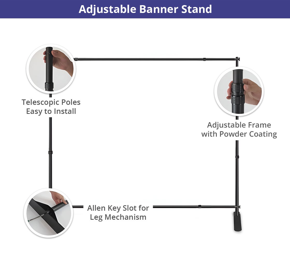 10 ft x 8 ft Step and Repeat Adjustable Banner Stands