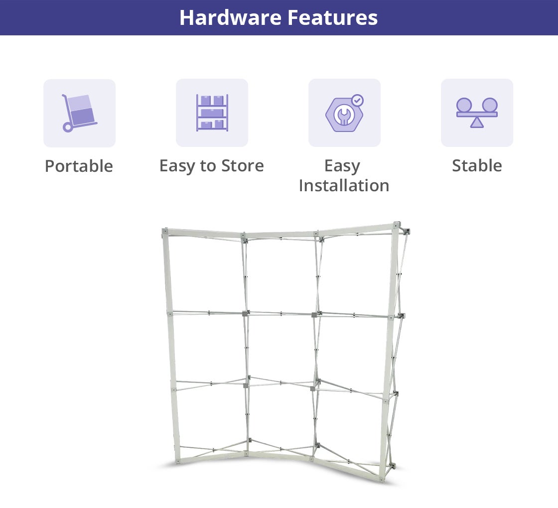 8 ft x 8 ft Step and Repeat Fabric Pop Up Curved Display