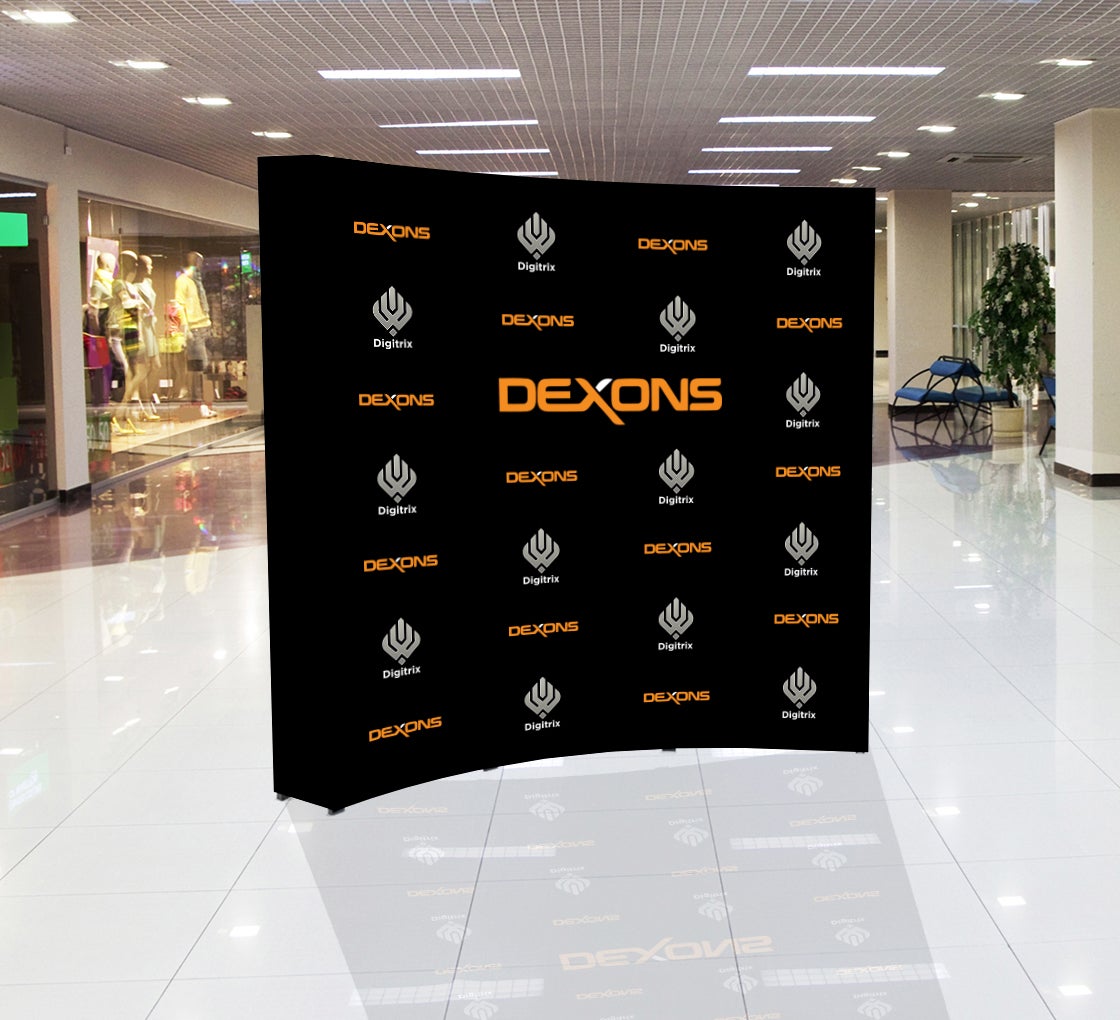 8 ft x 8 ft Step and Repeat Fabric Pop Up Curved Display