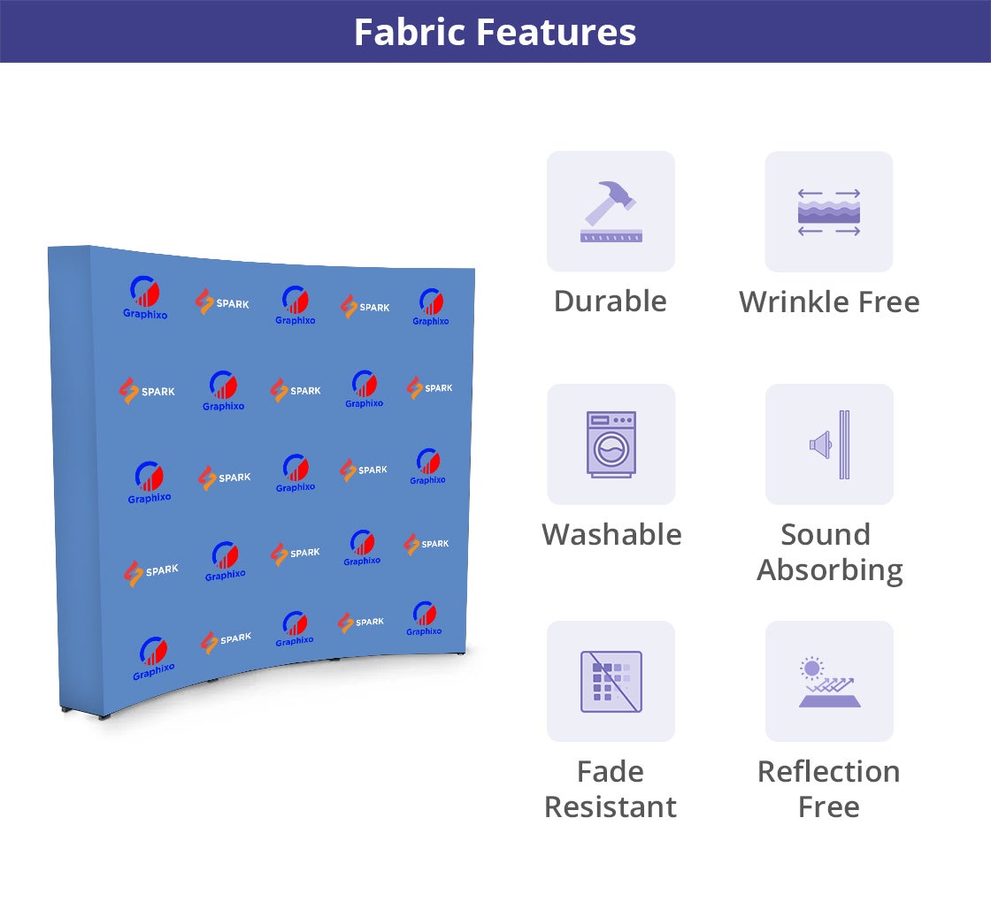 8 ft x 8 ft Step and Repeat Fabric Pop Up Curved Display