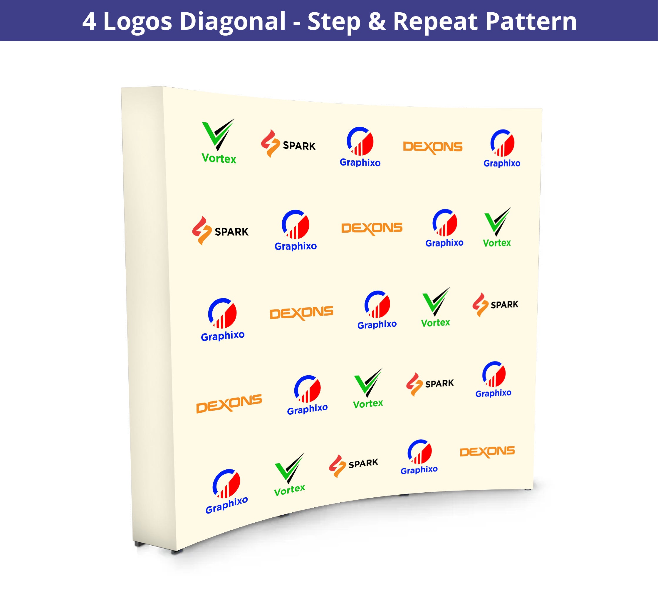 8 ft x 8 ft Step and Repeat Fabric Pop Up Curved Display