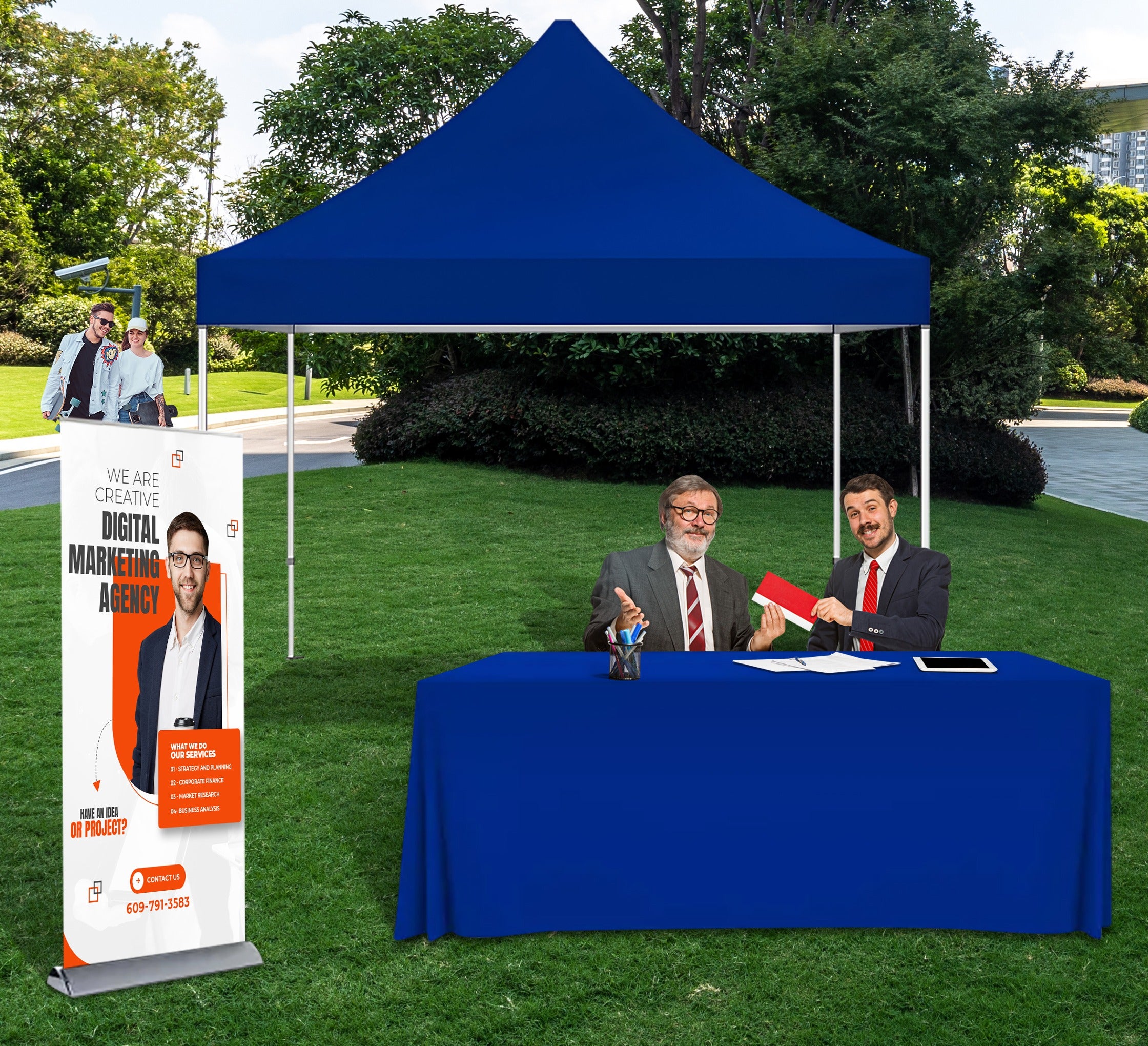 Portable Canopy Tent with Rollup Stand & Table Cover