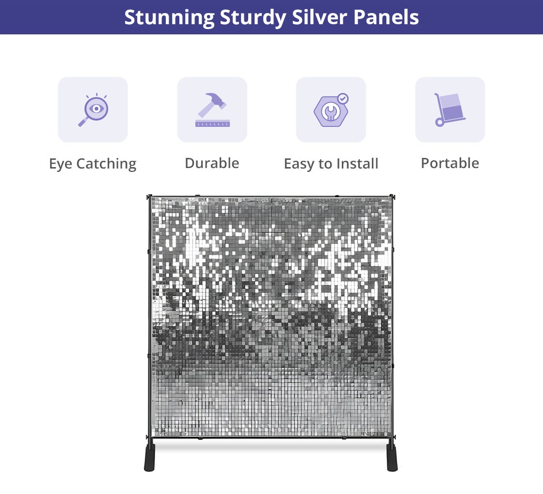 Sequin Shimmer Wall Backdrop Panel, Silver