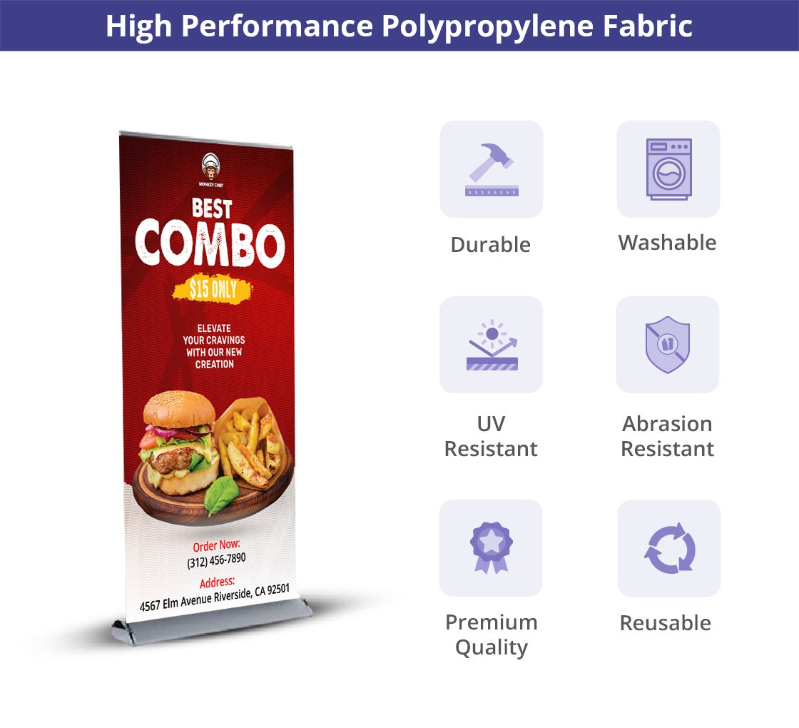 Deluxe Wide Base Single Screen Roll Up Banner Stands