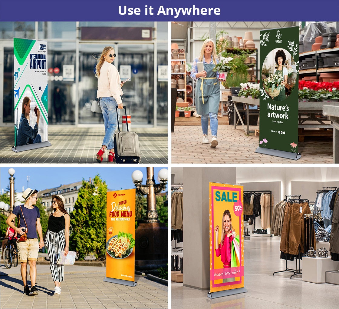 Deluxe Wide Base Single Screen Roll Up Banner Stands