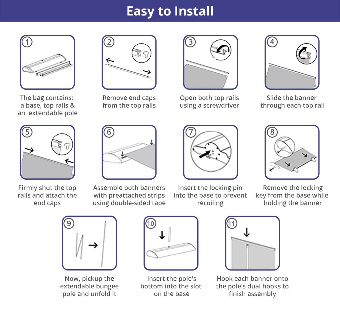 Deluxe Wide Base Single Screen Roll Up Banner Stands