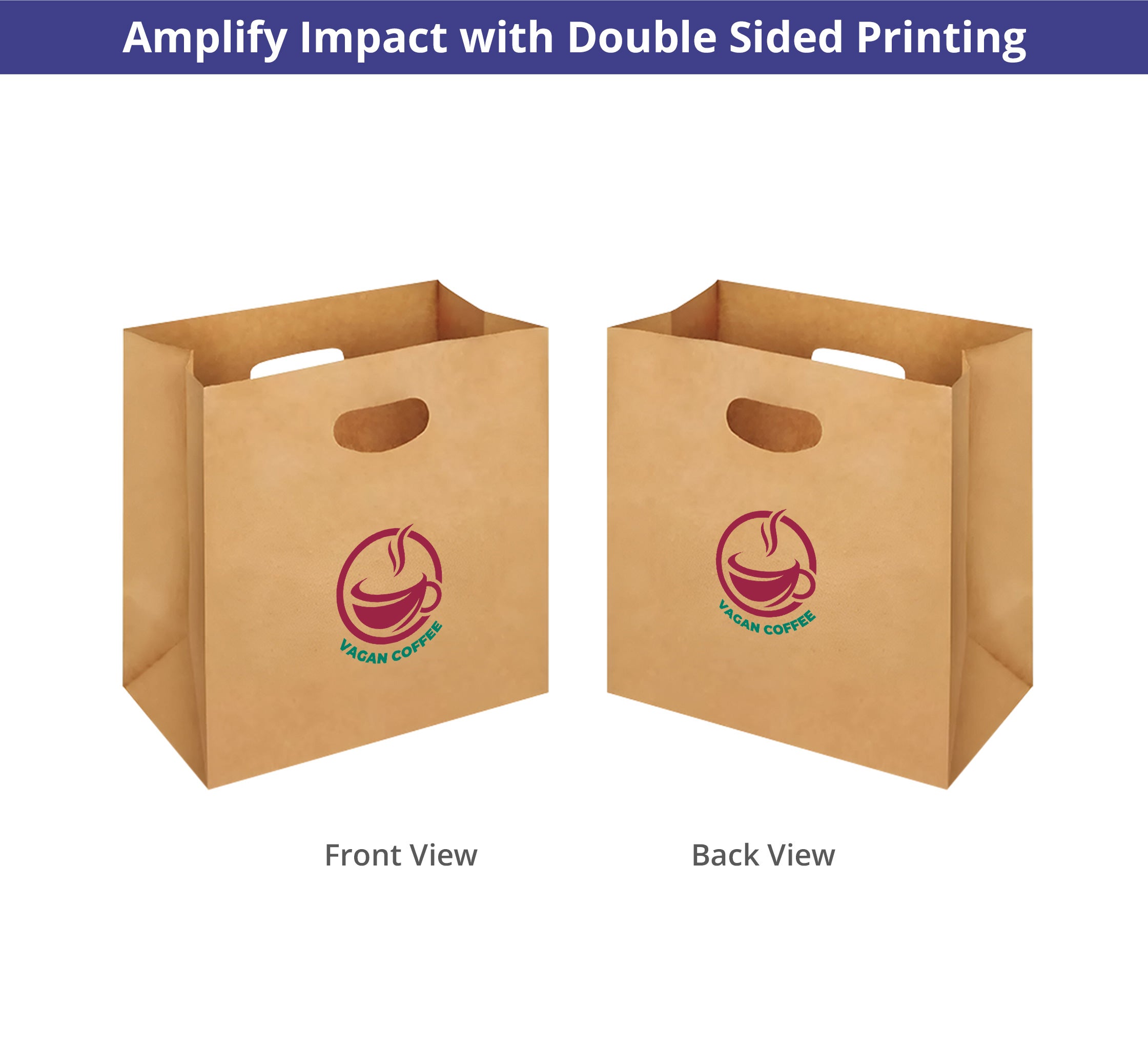 Printed Die-Cut Handle Bags - Brown
