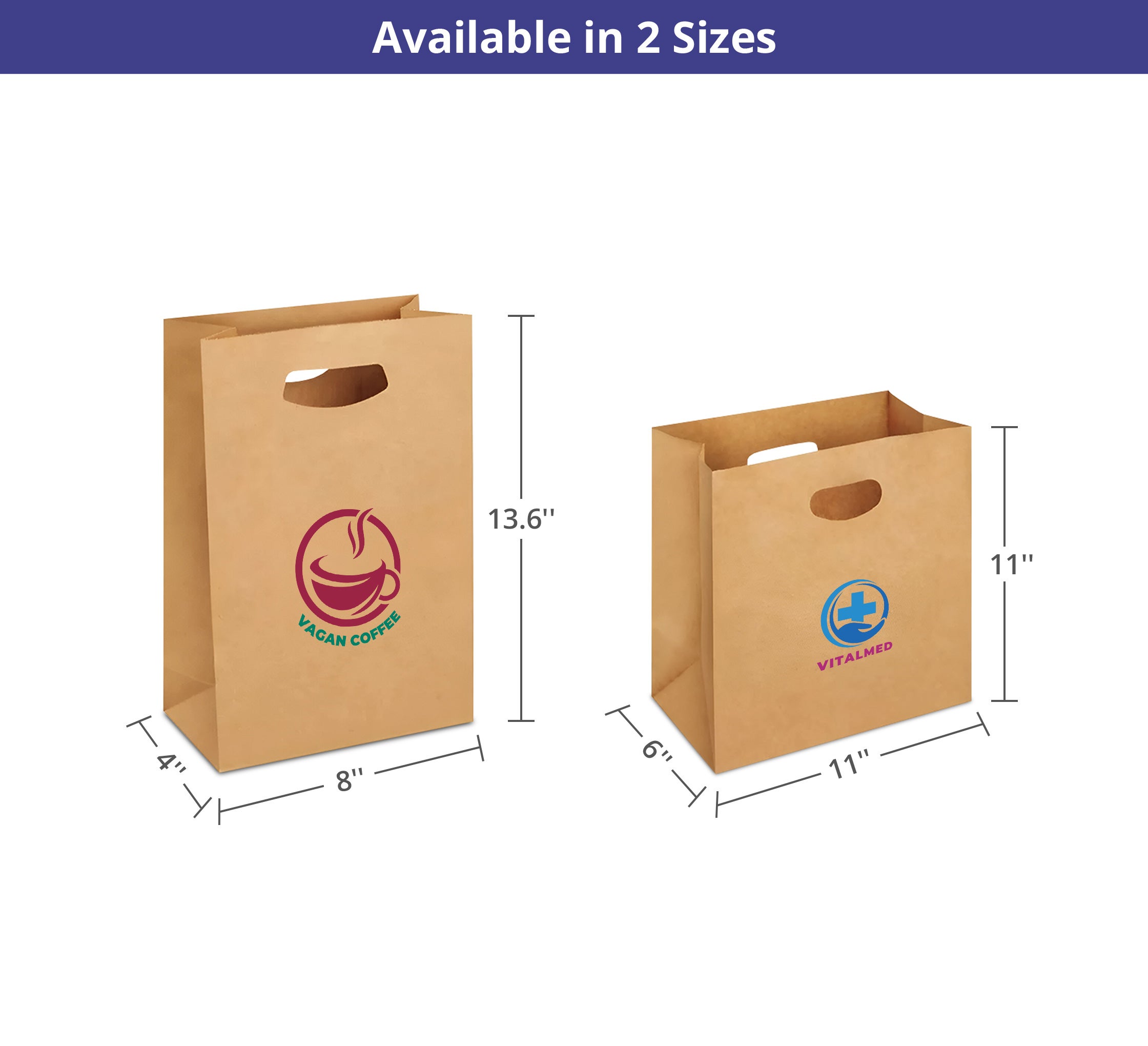Printed Die-Cut Handle Bags - Brown