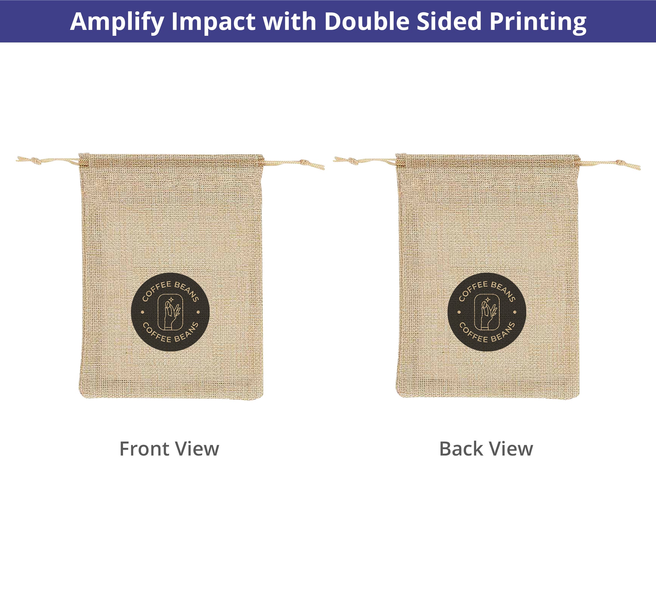 Jute Drawstring Bags - Printed
