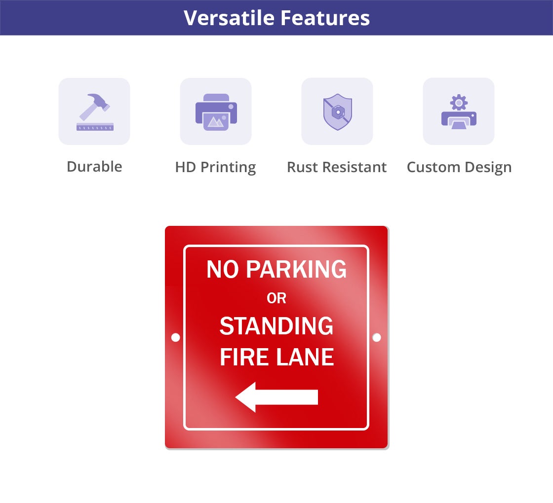 Reflective No Parking Fire Lane Signs