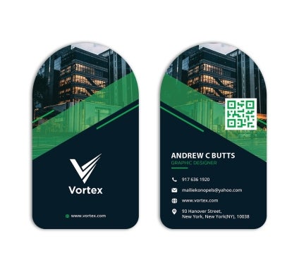 Half Circle Side Business Cards - Vertical