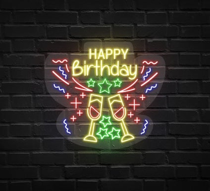 Birthday Cocktail Party Neon Sign