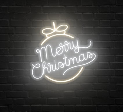 Merry Christmas Circle Typography Neon Sign