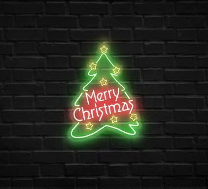 Merry Christmas Tree Neon Sign
