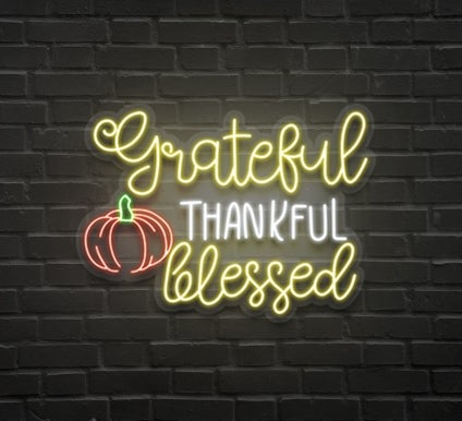 Grateful Thankful Blessed Neon Sign