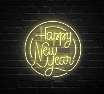 Happy New Year Circle Neon Sign