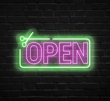 Hair Salon Open Neon Sign
